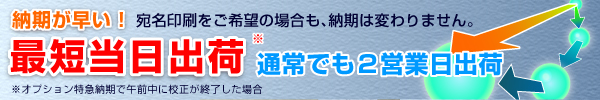 納期が早い!最短当日出荷